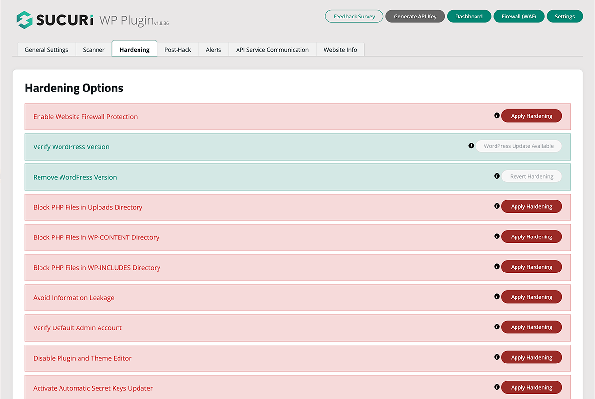 Sucuri plugin features